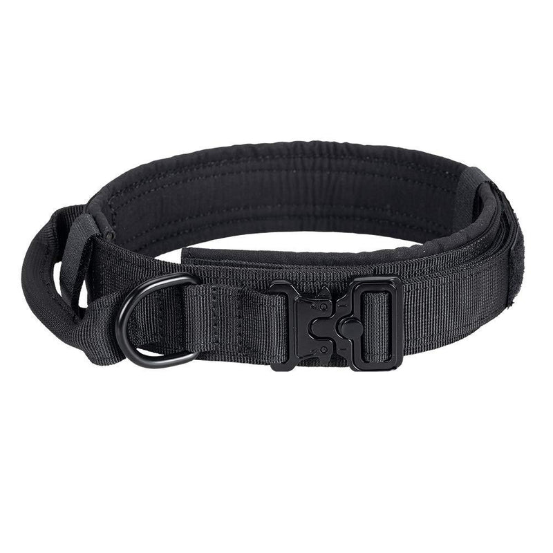 [Australia] - EXCELLENT ELITE SPANKER Tactical Dog Collar Nylon Adjustable K9 Collar Military Dog Collar Heavy Duty Metal Buckle with Handle L Size-Adjustable(17-20.5") Black 