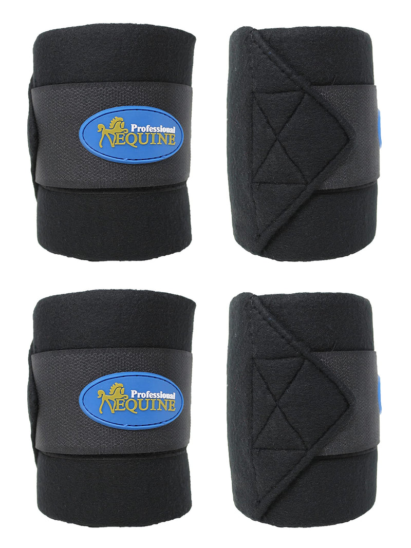 10ft Horse Grooming Leg Polo Wrap Set of 4 Soft Fleece 95R Black - PawsPlanet Australia
