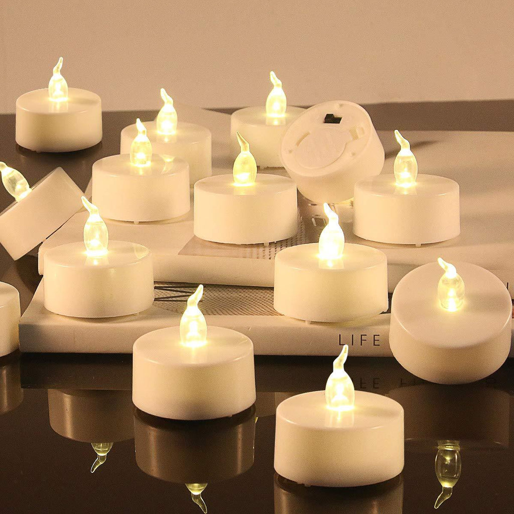 Flameless LED Tea Lights Candles Battery Operated Tealight Fake Unscented Realistic Candles Flickering Bright Tealights Votive Candles for Wedding Holiday Party Decorations Battery 200 Hours 12 PCS - PawsPlanet Australia