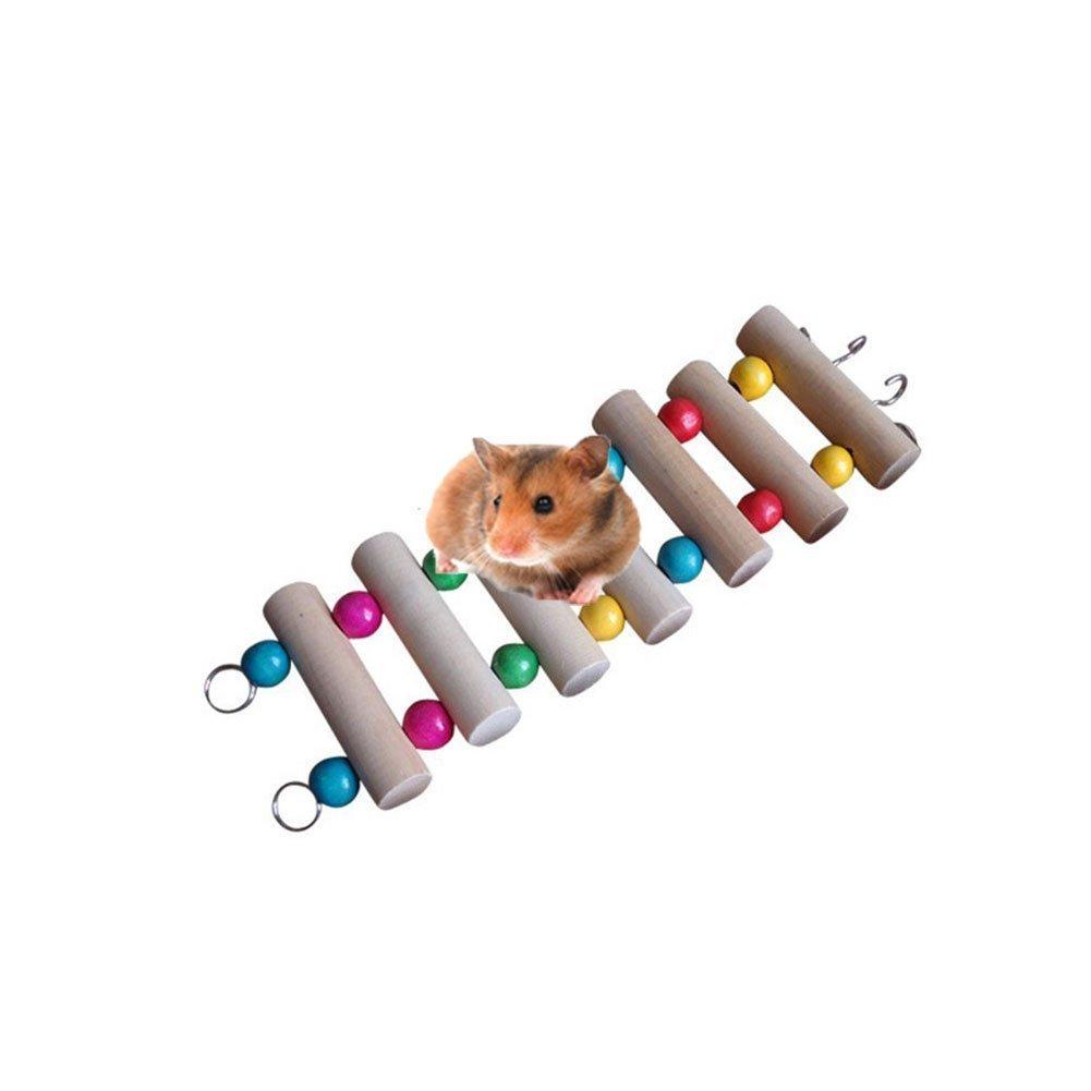 [Australia] - Wooden Hamster Ladder Swing Chewing Shelf Perch Toy for Pet Syrian Hamster Gerbil Rat Small Animal Toy Cage Toy M 