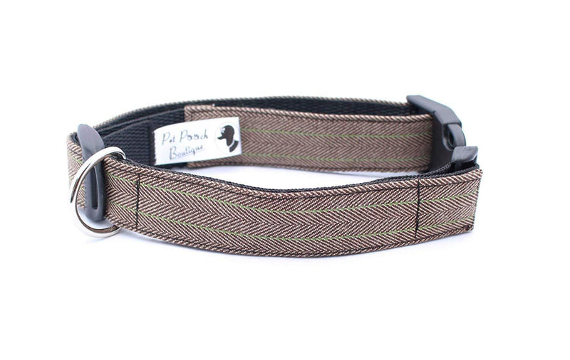 Pet Pooch Boutique Tweed Collar for Dog, Small, Brown - PawsPlanet Australia