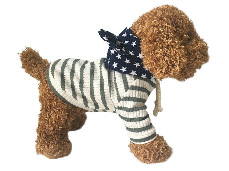 BONDOGLAND Pet Clothes Dog Hoodies for Small Dogs Cat Sweater Onesie Puppy Tracksuit Pajamas 4th of July Green - PawsPlanet Australia