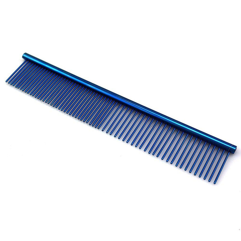 ZoCr Stainless Steel Pet Comb for Dogs Cats, Pet Grooming Comb with Different Spaced Rounded Teeth (Blue) - PawsPlanet Australia