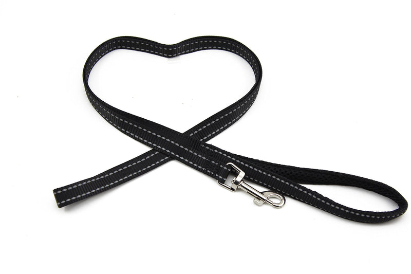 [Australia] - BIG SMILE PAW Reflective Dog Leash for Small Dogs,Padded Handle,Small Breed Leash Black 