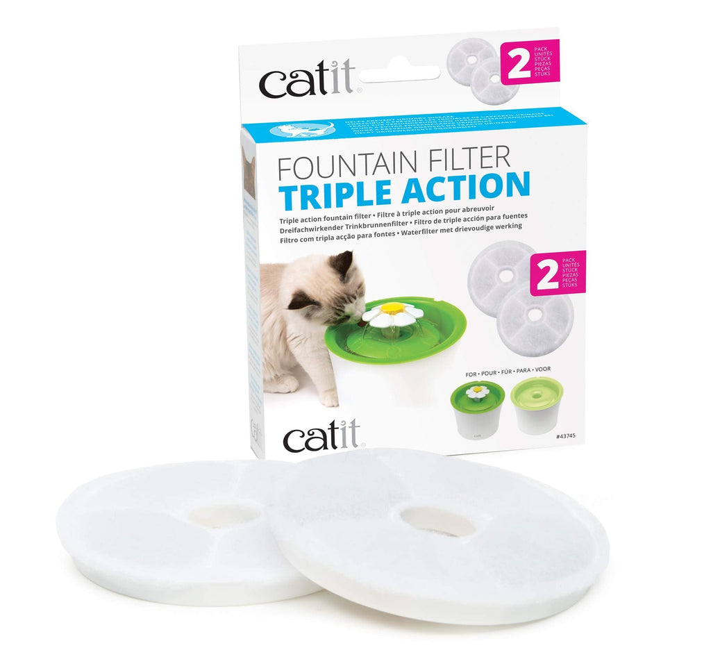 Catit Triple Action Cat Water Fountain Filters, Replacement Water Filters 2-Pack - PawsPlanet Australia