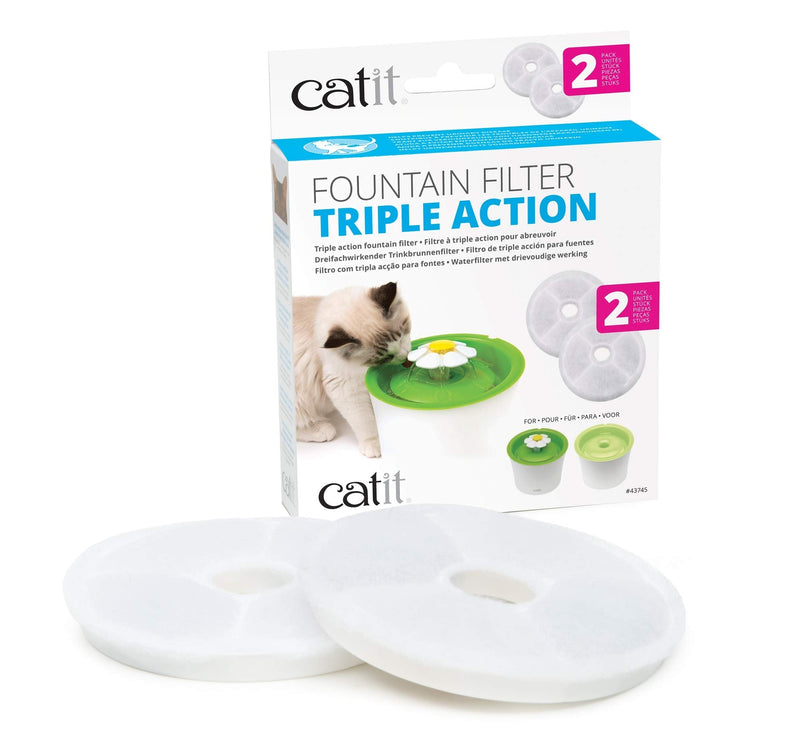 Catit Triple Action Cat Water Fountain Filters, Replacement Water Filters 2-Pack - PawsPlanet Australia