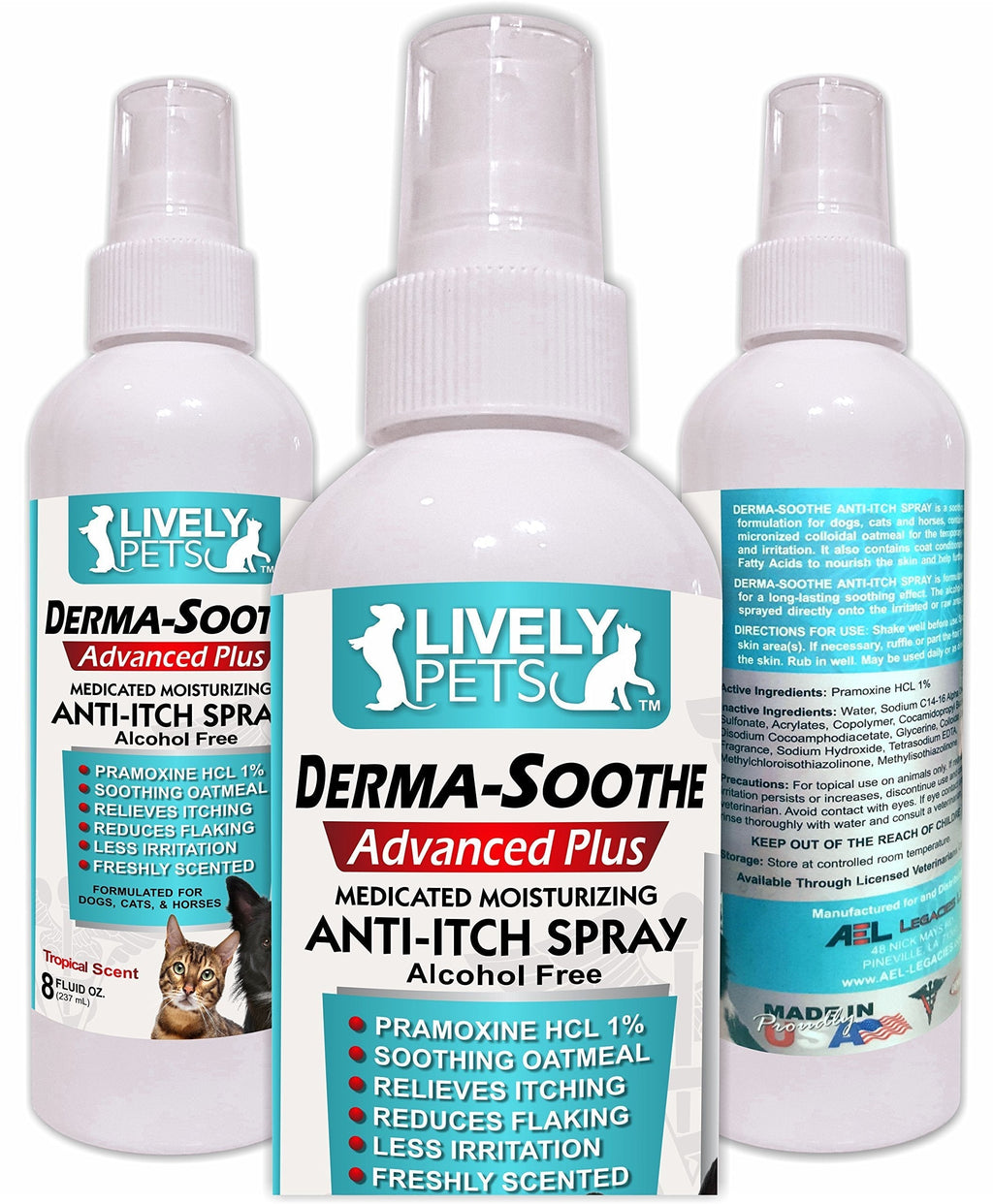 Lively Pets Premium Itch Relief Spray for Dogs and Cats - Pramoxine and Oatmeal for Dry Itchy Skin: Great for Allergies, Dry Skin, and Rashes - PawsPlanet Australia