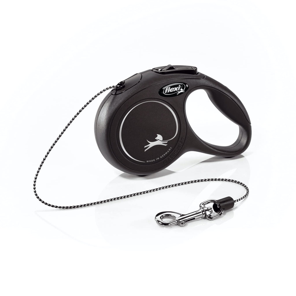 FLEXI New Classic Retractable Dog Leash (Cord) Black Extra Small - 10 ft - PawsPlanet Australia