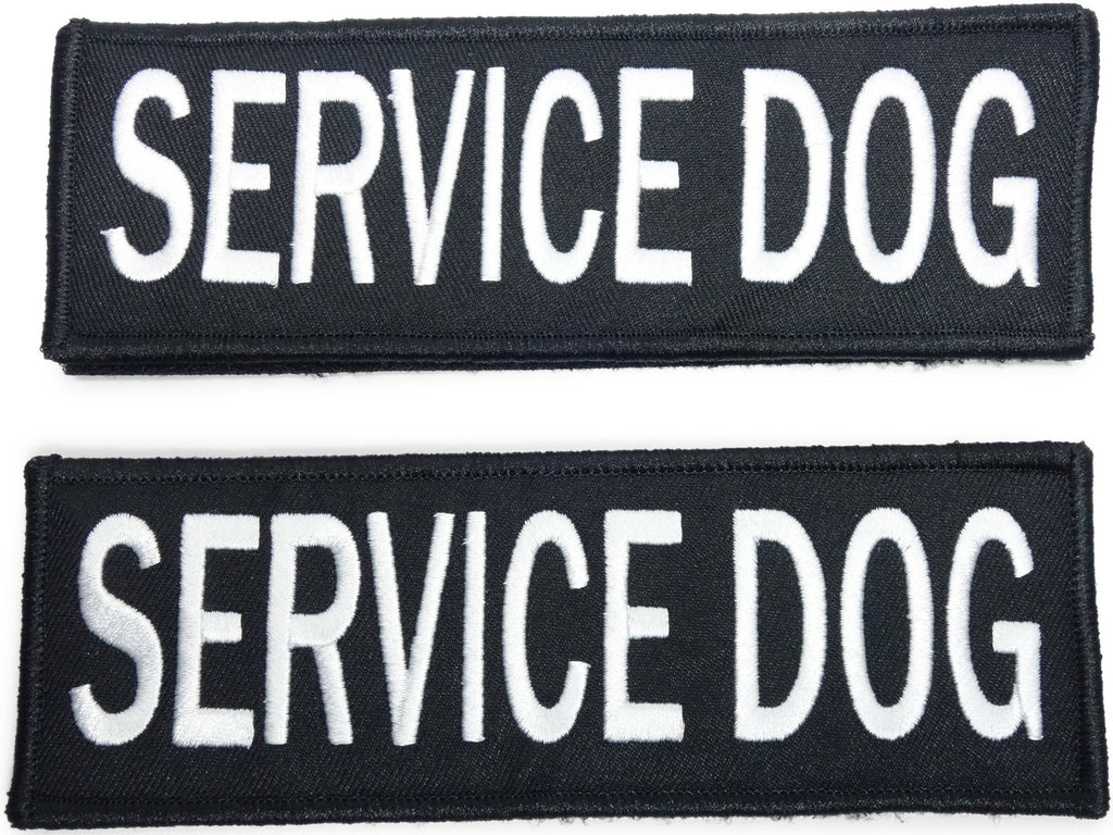 [Australia] - Leash Boss Service Dog Vest Patches - Embroidered 2 Pack - Hook and Loop Both Sides - 3 Sizes Large - 2 x 6 Inch 