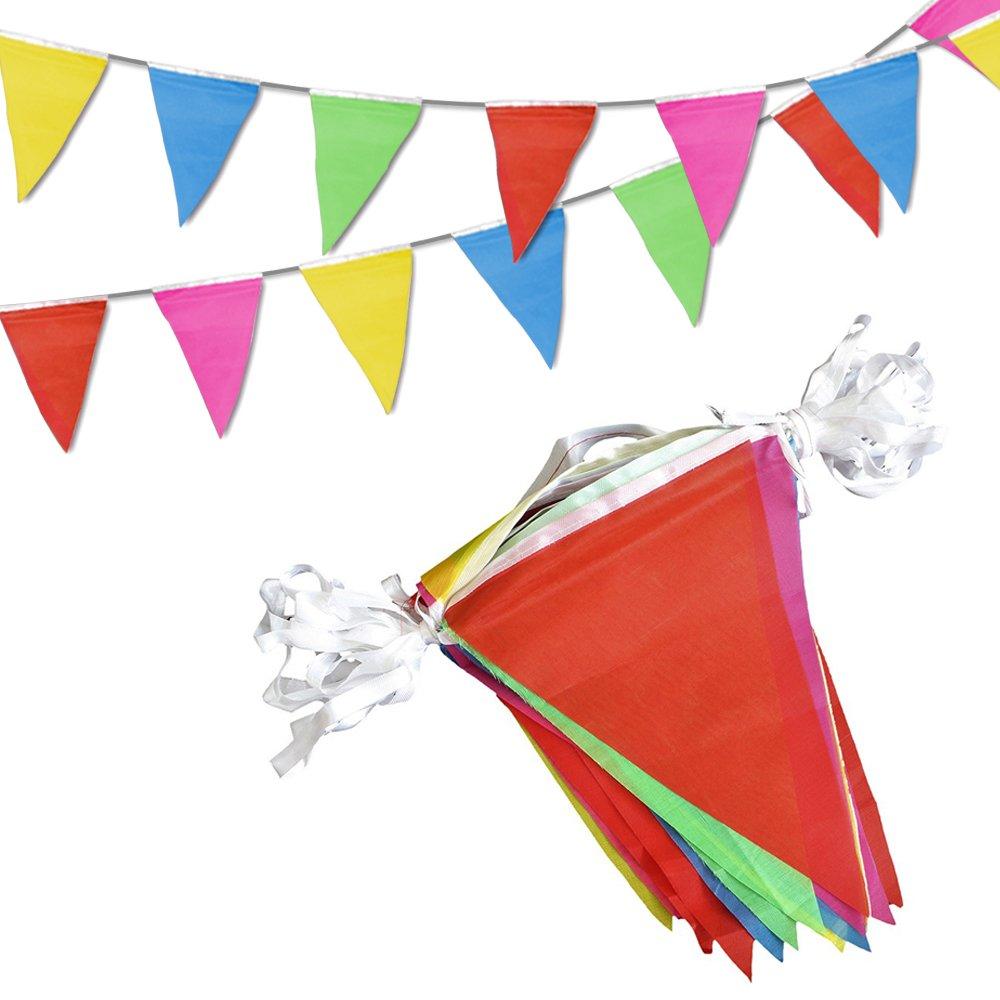 Novelty Place 100 Feet Pennant Banner - 75 Multicolor Bunting Flags - Birthday Party Grand Opening Christmas Decorations - PawsPlanet Australia