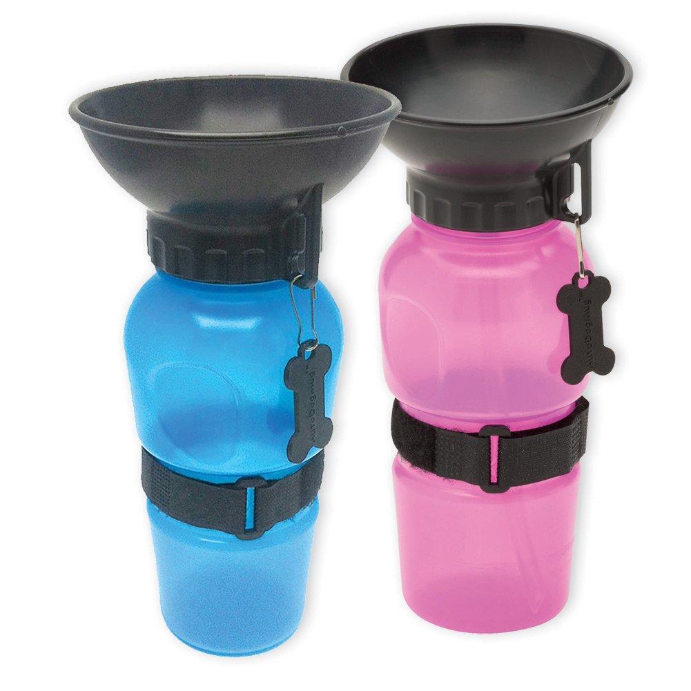 [Australia] - Set Of 2 Highwave Autodogmugs - Portable Water Bowl Sport Bottles For Dogs - One Blue And One Pink Bottle 