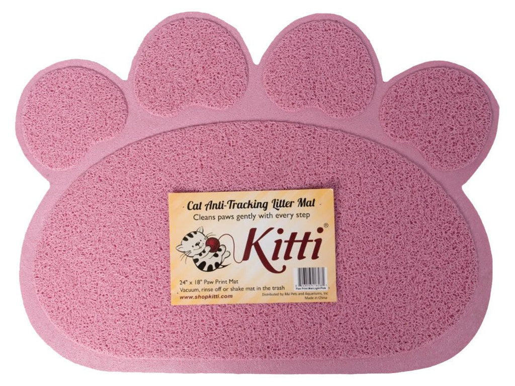 Kitti Cat Litter Anti Tracking Mats, Paw Print, Pink - PawsPlanet Australia