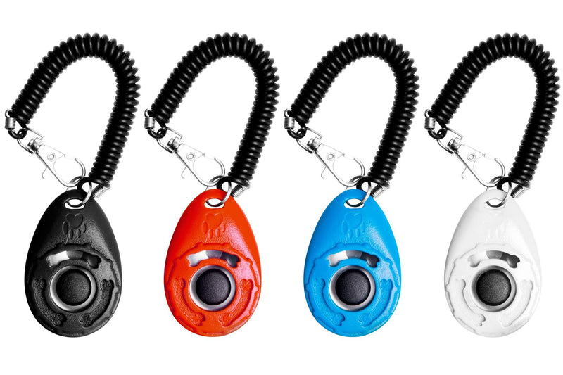 [Australia] - EcoCity 4-Pack Dog Training Clicker with Wrist Strap Black+Red+Blue+White 