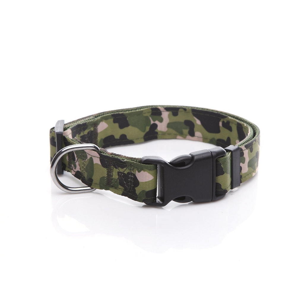 [Australia] - Durable Nylon Camouflage Adjustable Dog Collar, 1 Inch Wide, for Large Medium Dogs Green 