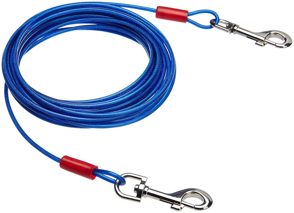 Amazon Basics Tie-Out Cable for Dogs up to 60 lbs, 25 Feet Blue 60 lbs, 25' - PawsPlanet Australia