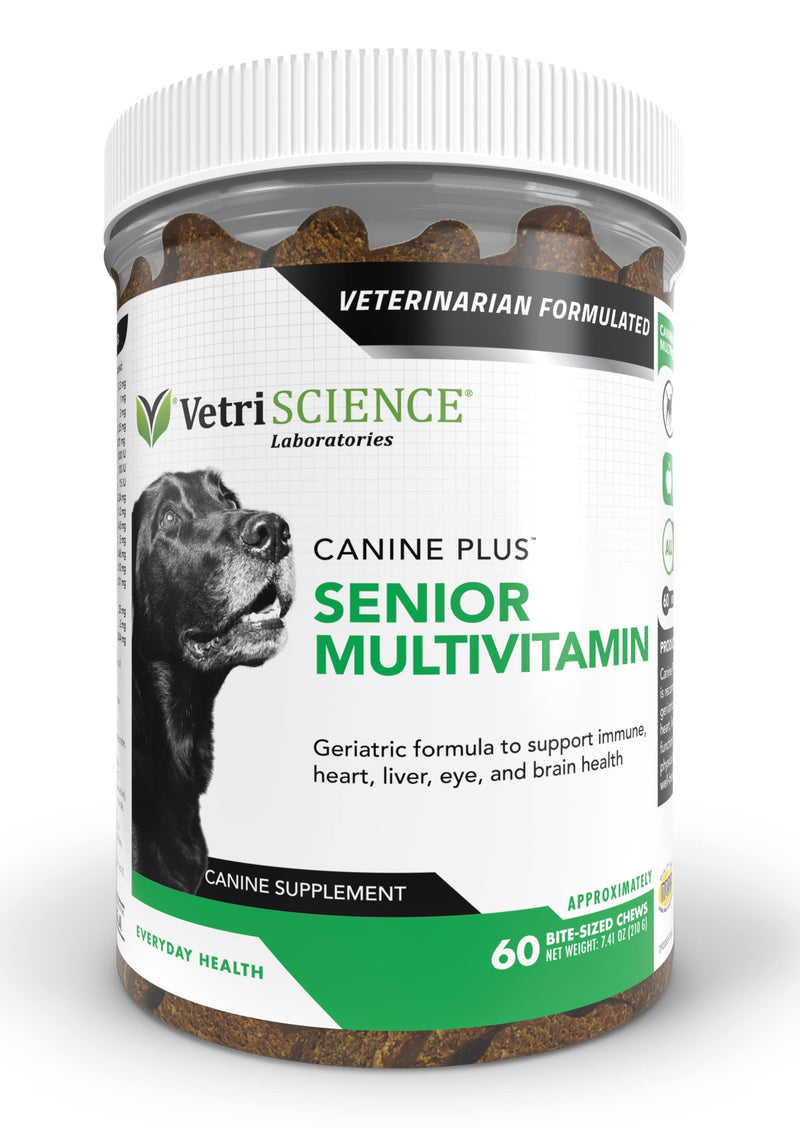 VetriScience Canine Plus MultiVitamin for Senior Dogs - Vet Recommended Vitamin Supplement - Supports Mood, Skin, Coat, Liver Function 60 - PawsPlanet Australia