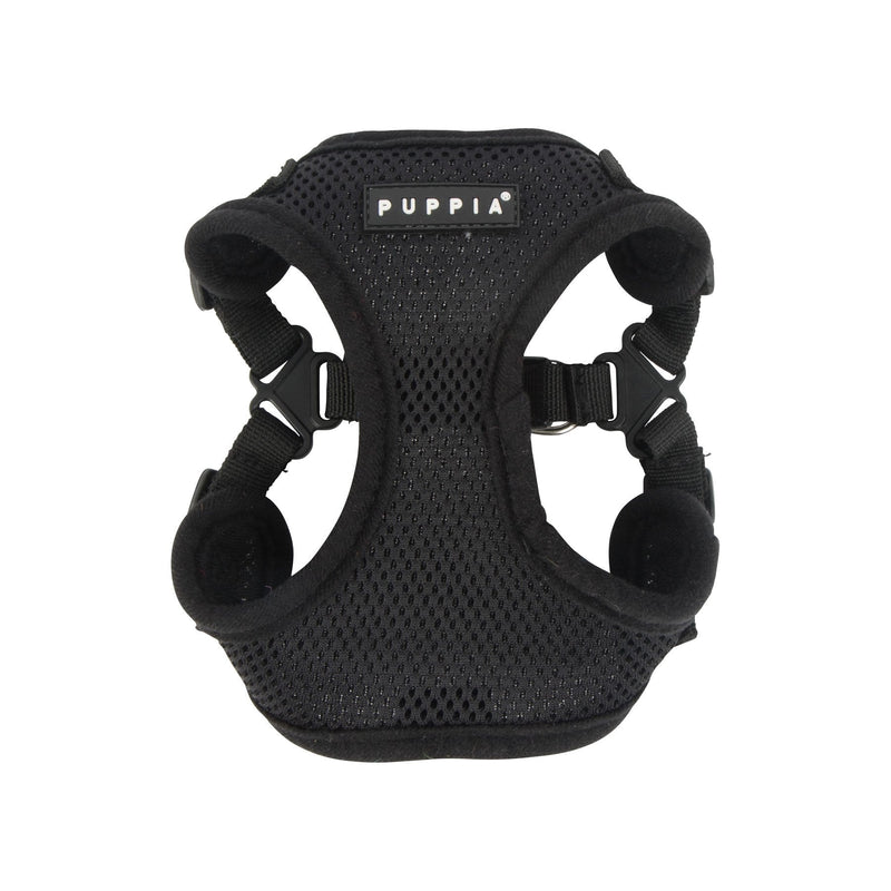 Puppia Soft Comfort Dog Harness Step-in No Choke Triple Layered Breathable Mesh Adjustable Neck and Chest with a Buckle Small Puppia Soft Dog Harness C - Black - S - PawsPlanet Australia