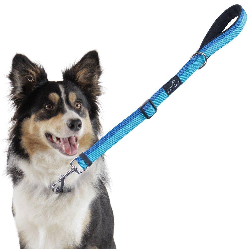 [Australia] - PETBABA Short Dog Leash, Adjustable Lead with Soft Padded Handle to Control Pet in Traffic, Reflective Safety at Night Walk, Suitable Training Your Pet 2ft Blue 