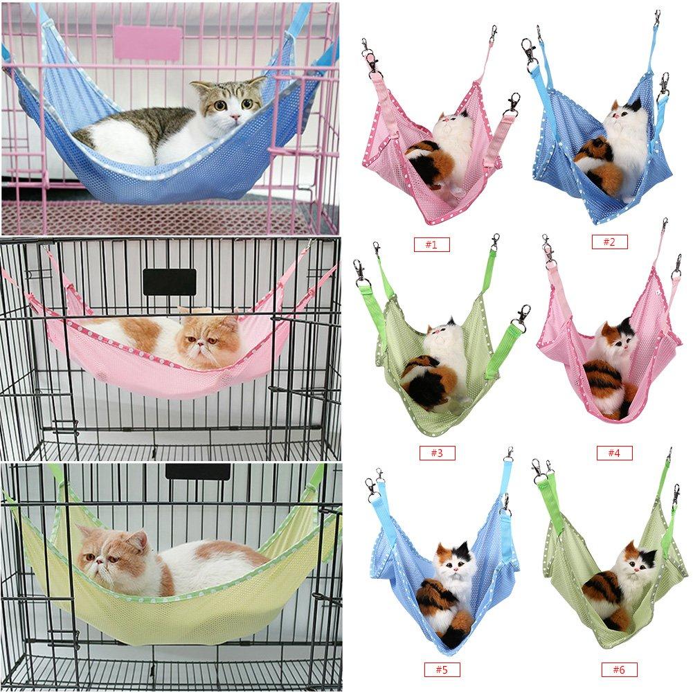 Yosoo Cat Cage Hammock, Comfortable Pet Hanging Bed Breathable Mesh, for Cute Small Pet Cat Dog Animals Sleep Pad (L, Blue) - PawsPlanet Australia