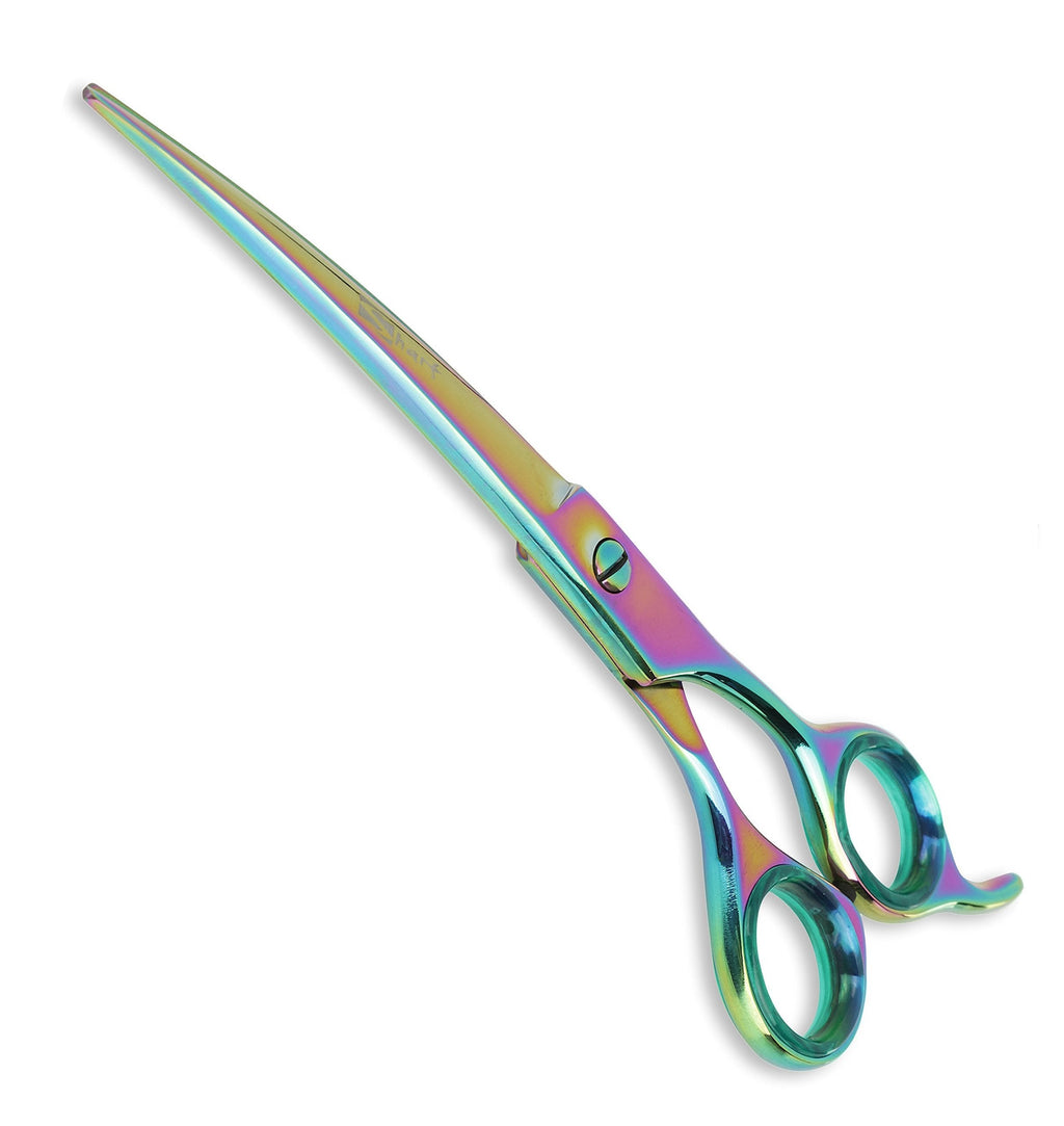 [Australia] - Sharf Gold Touch Pet Grooming Shears, 7.5 Inch Rainbow Curved Shears, 440c Stainless Steel Japanese Shears, Pet Grooming Curved Scissors & Dog Shears … 