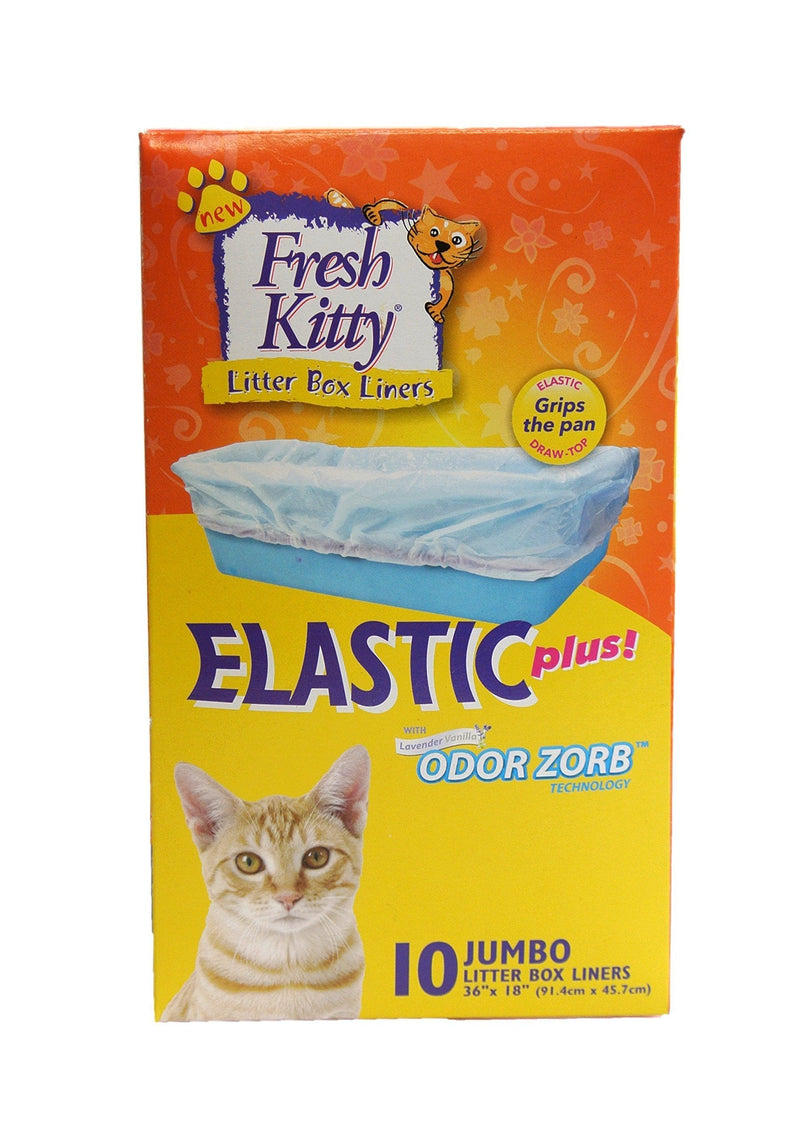 [Australia] - Fresh Kitty Durable, Easy Clean Up Elastic Jumbo Scented Odor Zorb Litter Pan Box Liners, Bags for Pet Cats, 10 ct 