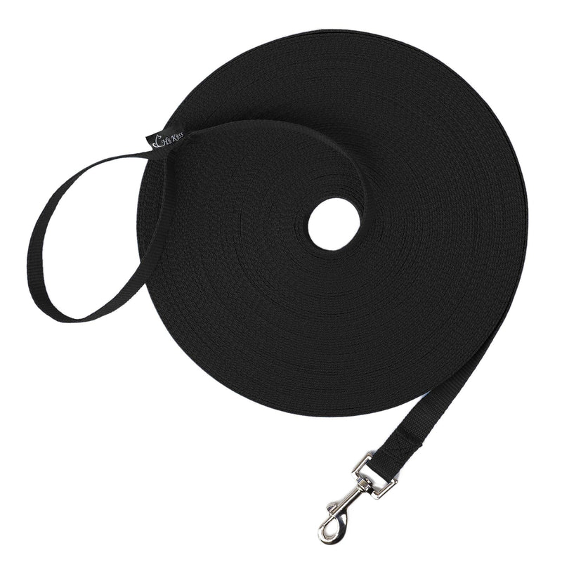 Hi Kiss Dog/Puppy Obedience Recall Training Agility Lead - 15ft 20ft 30ft 50ft 100ft Training Leash - Great for Training, Play, Camping, or Backyard 15 Feet Black - PawsPlanet Australia
