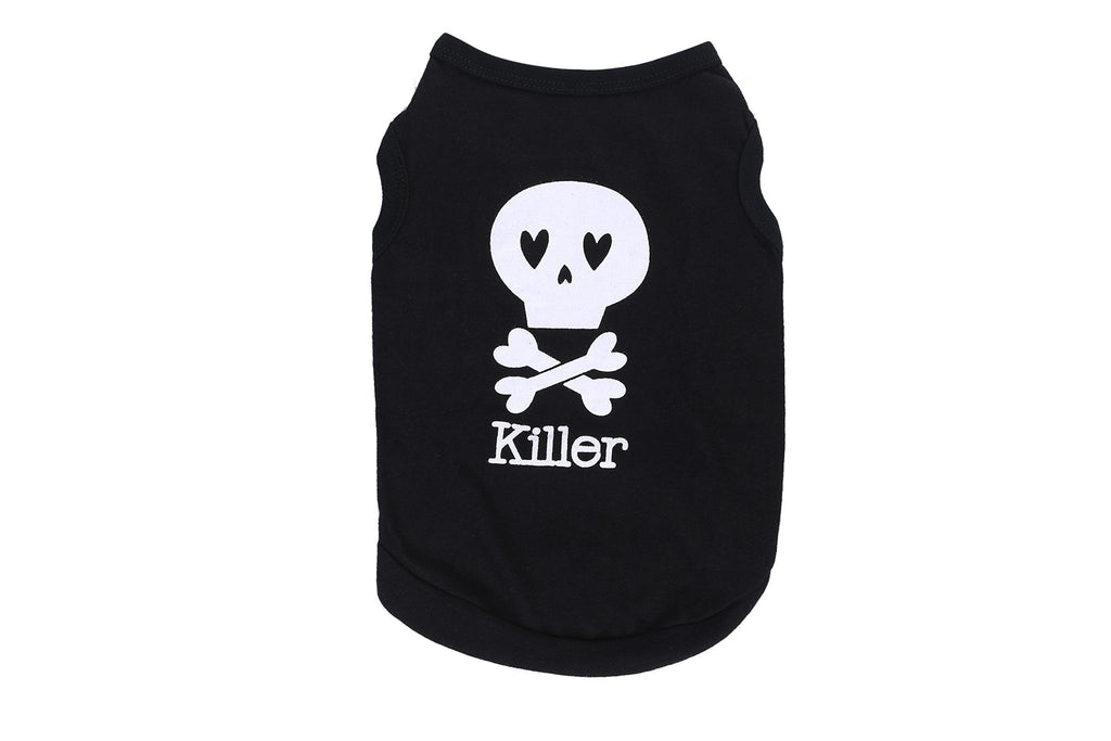 Sepia Skull Print Vest T-Shirt for Small Dogs and Cats Summer Dog Appare XS Black - PawsPlanet Australia