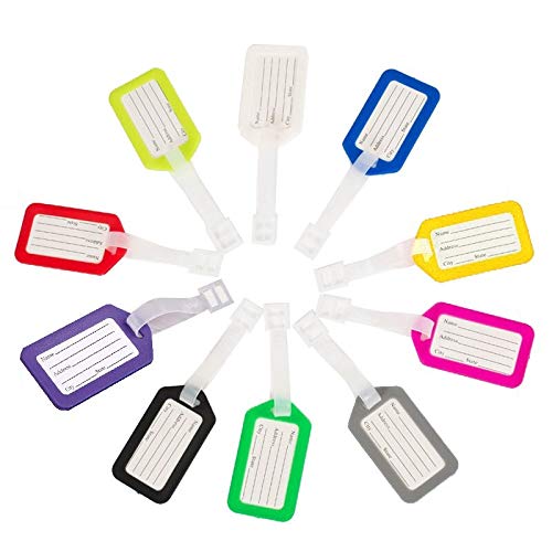 10 Pack Waterproof Luggage Tags Travel Labels Airline ID Name Card for Suitcase Bags - Pet Dog Cat Identification Cage Kennel Carrier ID Tag Multi-Color Multicolor - PawsPlanet Australia