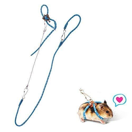 Hypeety Rat Hamster Training Lead Leash Soft Nylon & Rope for Hamster Rat Squirrel Gerbil Guinea Pigs Mouse Pet Cage Playhouse Leashes Band Finder Collar Bell Nylon Blue - PawsPlanet Australia
