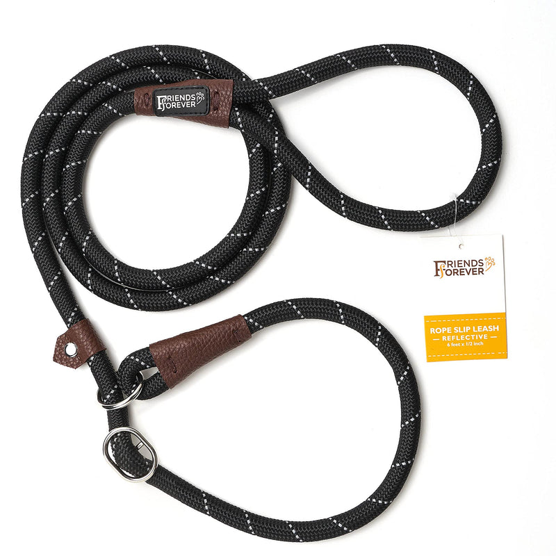 Friends Forever Extremely Durable Dog Rope Leash, Premium Quality Mountain Climbing Rope Lead, Strong, Sturdy Comfortable Leash Supports The Strongest Pulling Large Medium Dogs 6 feet, Black - PawsPlanet Australia