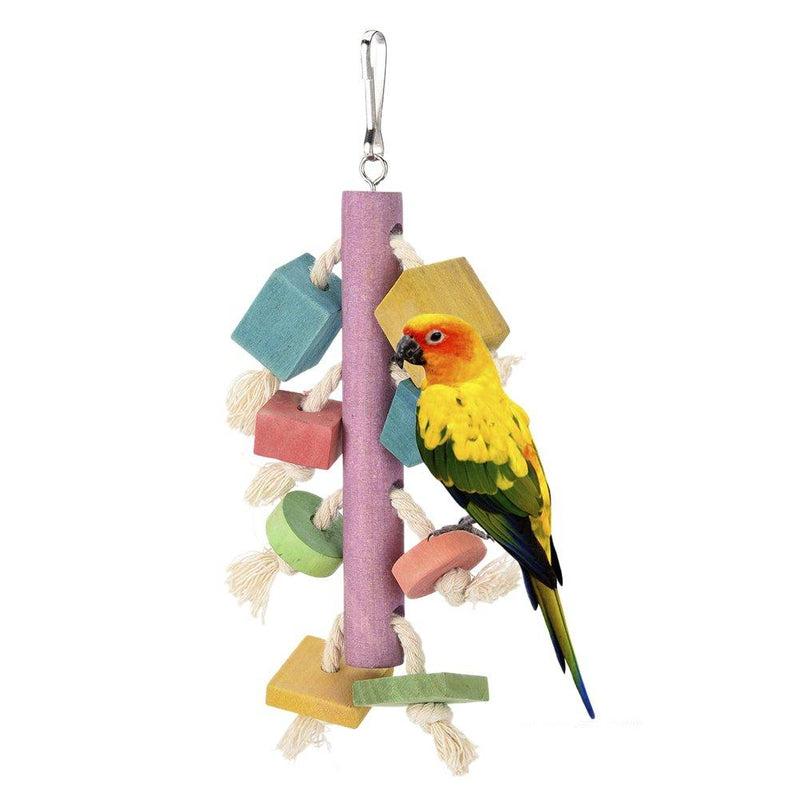 [Australia] - Hypeety Bird Parrot Rope Wood Climbing Pet Chewing Toy Cage Hanging Colorful Natural Wood Pet Supplies 
