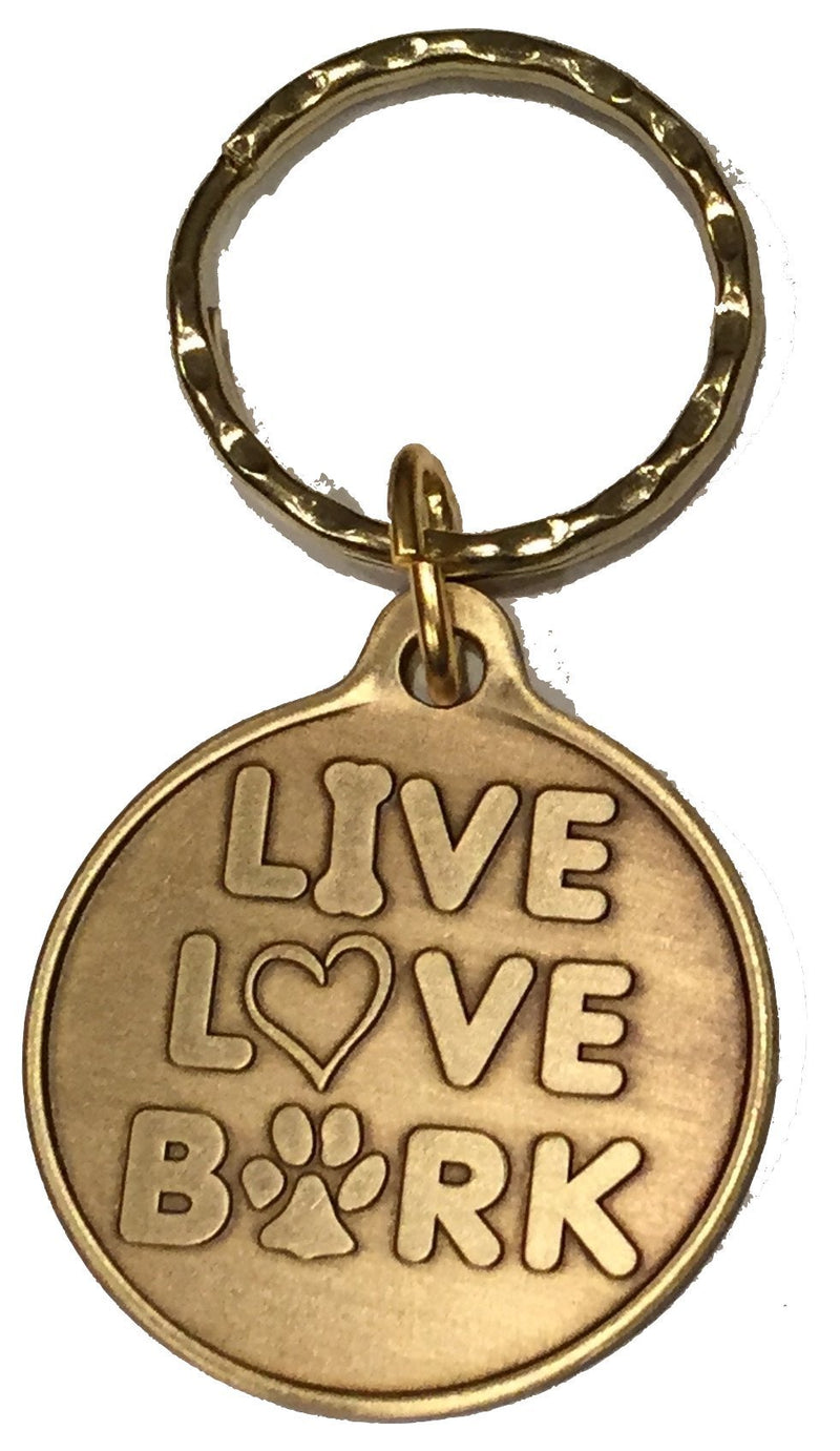 [Australia] - Live Love Bark Dog Bone Pet Heart Bronze Keychain Paw Print Design 