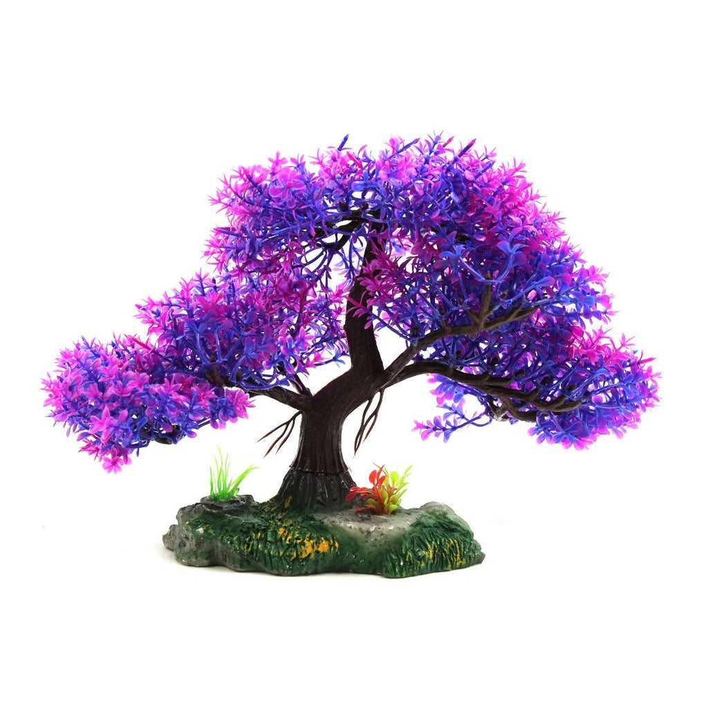 [Australia] - uxcell Plastic Aquarium Underwater Tree Plant Decoration Ornament w Ceramic Base Purple 