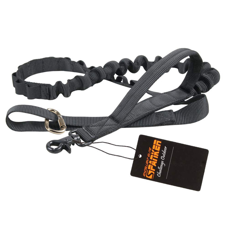 EXCELLENT ELITE SPANKER Bungee Dog Leash Tactical Dog Leash Nylon Adjustable Tactical Leash for Dogs Quick Release Military Dog Leash with 2 Control Handle Black - PawsPlanet Australia