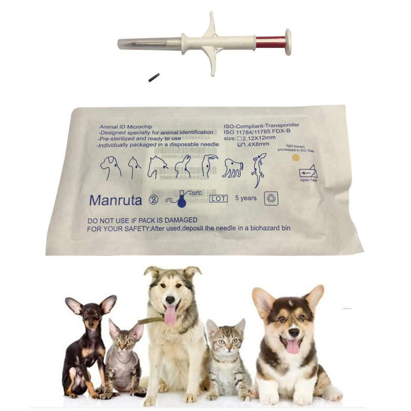 [Australia] - 134.2KHZ FDX-B ISO 11784/11785 Animal Microchip Glass Transponder with Syringe for Pet Dog Cat 1.4X8mm Size 20 Packs 