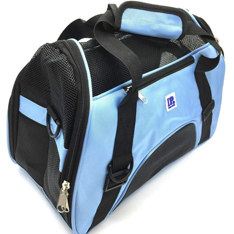 [Australia] - IrisPets Pet Airline Travel Approved Airport Pet Carrier, Soft Sided Portable Folding Under Seat Air Travel Pet Carriers Bag for Small Puppy/Cats Small Animals - Blue 