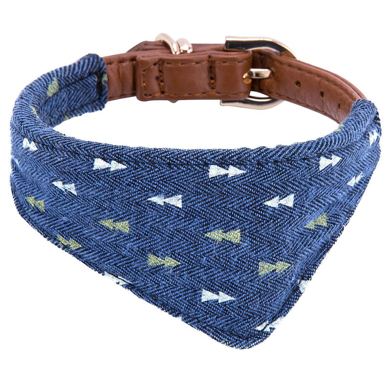 [Australia] - StrawberryEC Puppy Collars for Small Dogs Adjustable Puppy Id Buckle Collar Leather. Cute Plaid Red Bandana Dog Collar Bandana-Navy-Note 