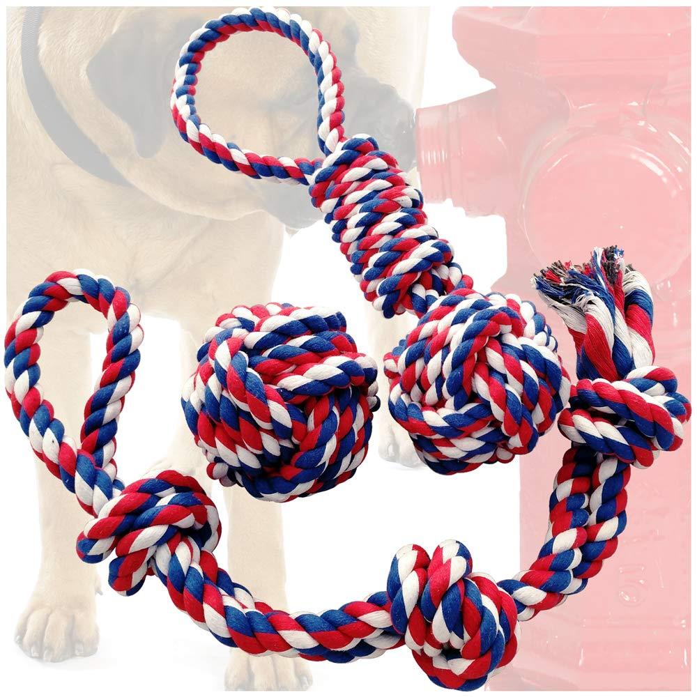 [Australia] - Otterly Pets Dog Toys (Big Size 3-Pack) - 23-Inch 3-Knot, 13.5-Inch Handled Rope with Attached Ball, 4-Inch Ball - Tough Durable (Not Indestructible) Ropes Toy Set for Medium to Large Dogs 