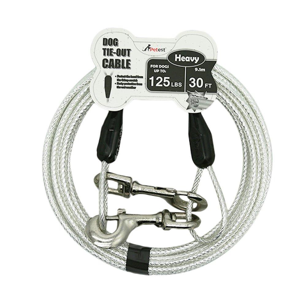 Petest Reflective Tie-Out Cable for Dogs Up to 35/60/90/125/250 Pounds, 15ft 25ft 30ft Length Available 125lbs30ft Black & Silver - PawsPlanet Australia