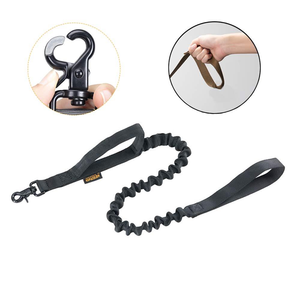 [Australia] - EXCELLENT ELITE SPANKER Bungee Dog Leash Heavy Duty Dog Leash Military Working Strong Dog Leash with Padded Handle for Medium and Large Dogs Black 