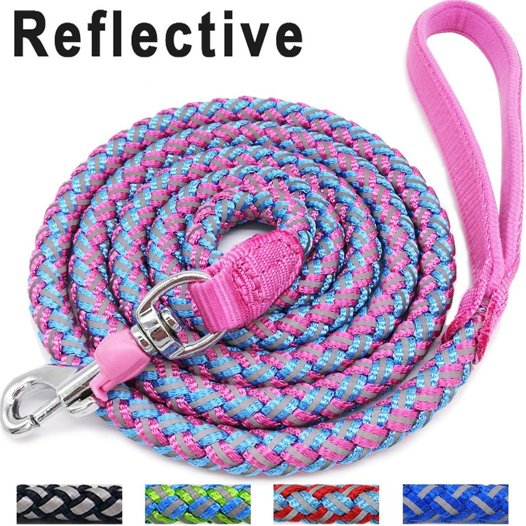 [Australia] - Mycicy Rope Dog Leash - 6 Foot Reflective Dog Leash - Mountain Climbing Nylon Braided Heavy Duty Dog Training Leash for Large and Medium Dogs Walking Leads 6ft * 1/2" pink 