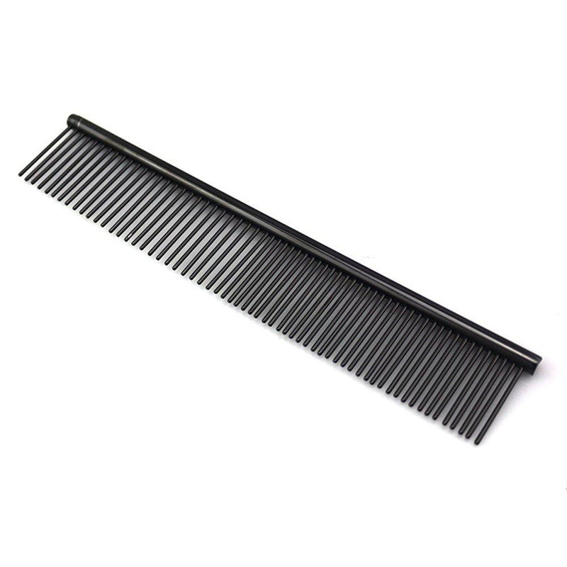 [Australia] - ZoCr Stainless Steel Pet Comb for Dogs Cats, Pet Grooming Comb with Different Spaced Rounded Teeth Black 