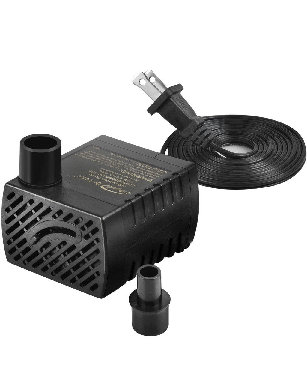 Simple Deluxe LGPUMP80G 80 GPH Submersible Water Pump with 6' Cord and 2 Threaded Nozzles for Fountains, Ponds, Aquariums and Hydroponics, Black, 1 Pack - PawsPlanet Australia