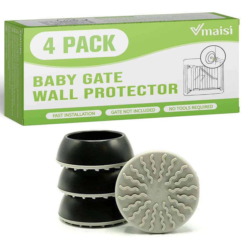 Vmaisi Baby Gate Wall Protector - Protect Walls & Doorways from Pet & Dog Gates - Pressure Mounted Gate Work on Stairs - 4 Pack Wall Cups - Black - PawsPlanet Australia
