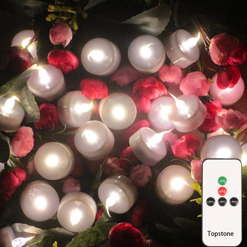 Topstone LED Tea Light,Flameless Flickering Tealight with Remote Control,Long Lasting Battery Operated LED Tealights Candle with Timer,for Seasonal &Festival Celebration,Pack of 12(White) Warm White - PawsPlanet Australia