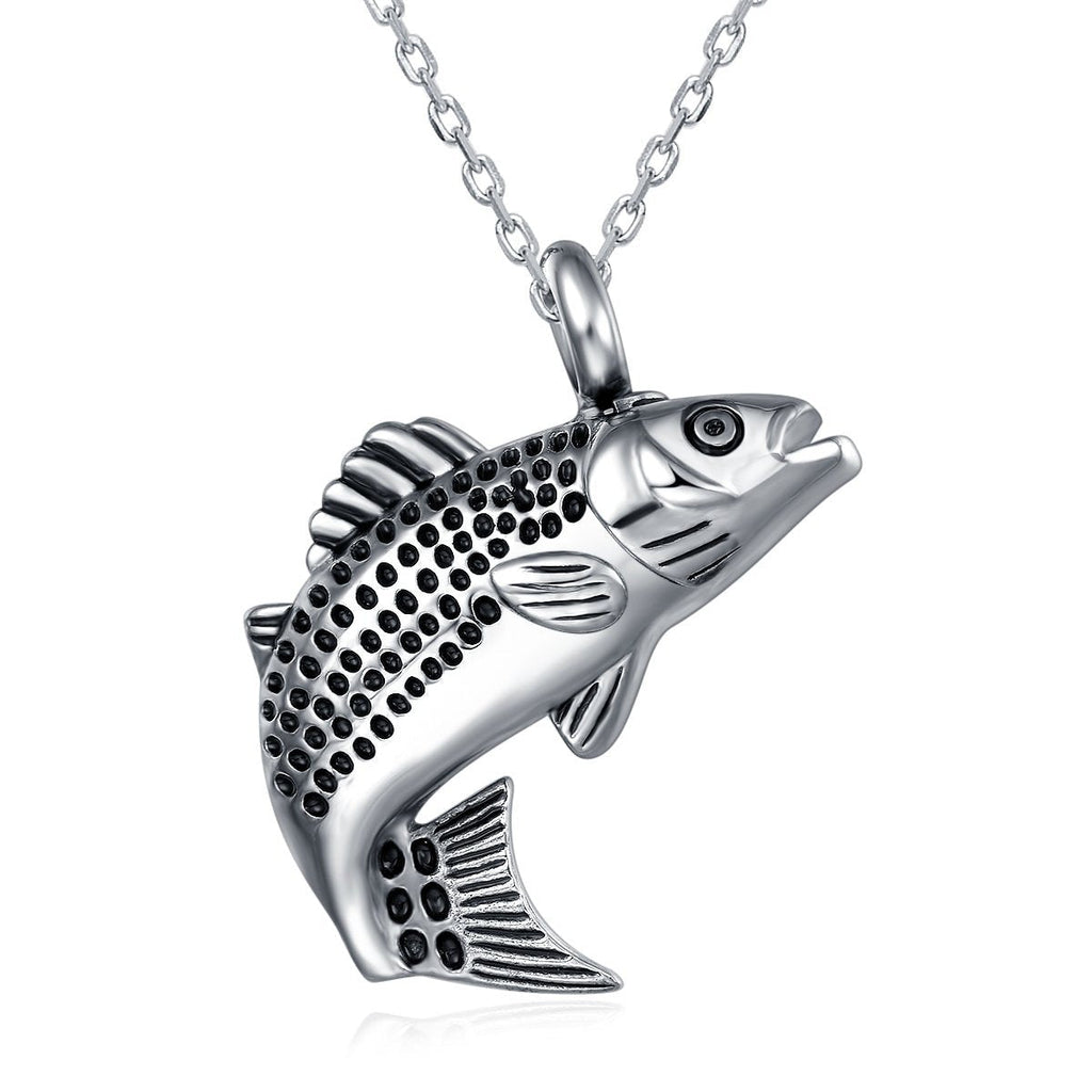 [Australia] - UNY Stainless Steel Memorial Pets Ashes Keepsake Pendant Unique Fish Shape urn Cremation Pendant 