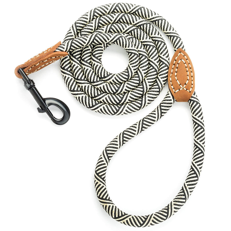 [Australia] - Mile High Life Leather Tailor Reinforce Handle Mountain Climbing Dog Rope Leash with Heavy Duty Metal Sturdy Clasp (4/5/6 FEET) 4 FT White 
