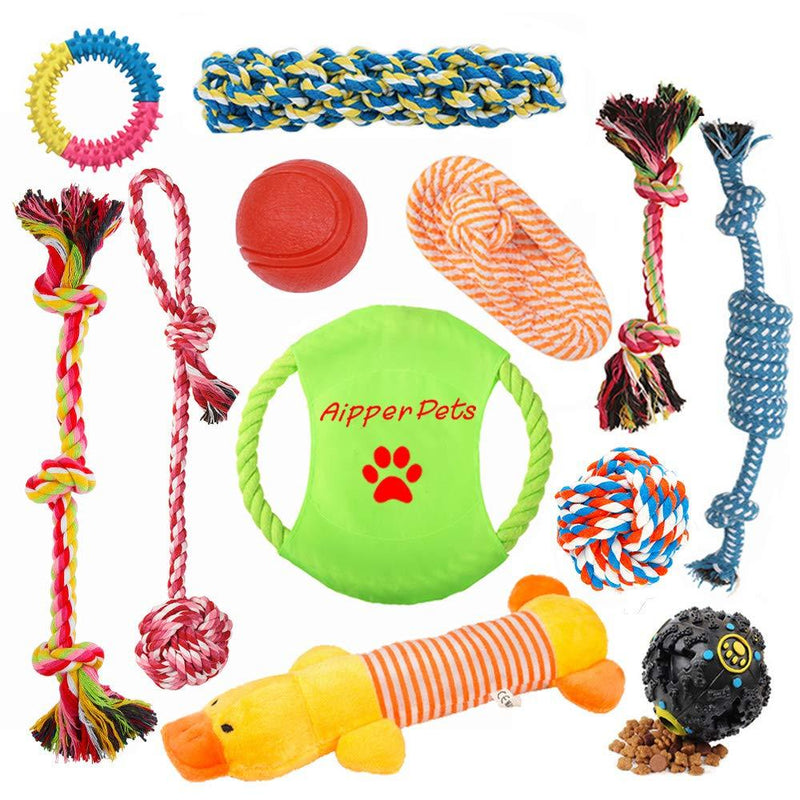 [Australia] - Aipper Dog Puppy Toys 12 Pack, Puppy Chew Toys for Playtime and Teeth Cleaning, IQ Treat Ball Squeak Toys and Dog Flying Disc Included, Puppy Teething Toys for Medium to Small Dogs, (Assorted Colors) Assorted Color 