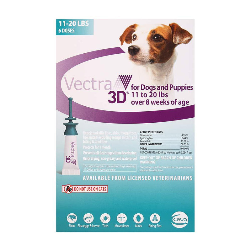 Vectra 3D Small Dog 11-20lbs, 6 Doses - PawsPlanet Australia