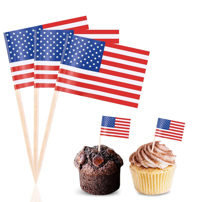 Efivs Arts 100 Pcs 4th of July American Toothpick Flag Toppers Cake Decorations Independence Day Patriotic Cupcake Toppers Picks for Army Graduation Party Supplies - PawsPlanet Australia